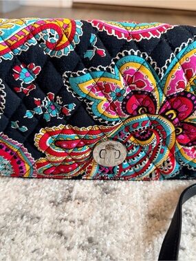 Vera Bradley Black Quilted Crossbody with Multicolor Paisley